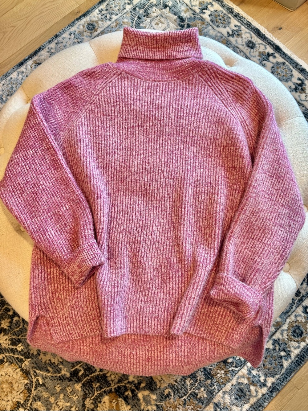 Pink Lily Heathered Rose Cowl Neck Sweater